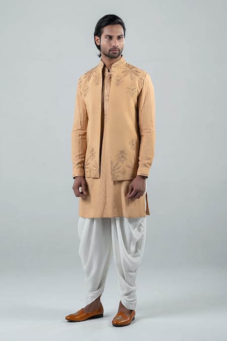 Punit Arora Floral Embroidered Bundi Kurta Set 