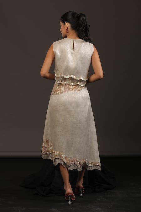 Vedangi Agarwal Sequin Cutwork Top & Skirt Set 