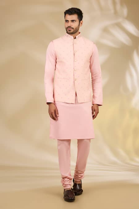 Manish Nagdeo Floral Woven Bundi & Kurta Set 