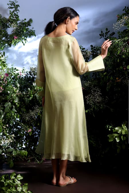 Taisha Sumae Embroidered Pure Silk Organza Dress 