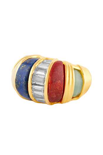 Buy_Isharya_Blue Stones, Crystals Moonveil Bombe Ring _Online_at_Aza_Fashions