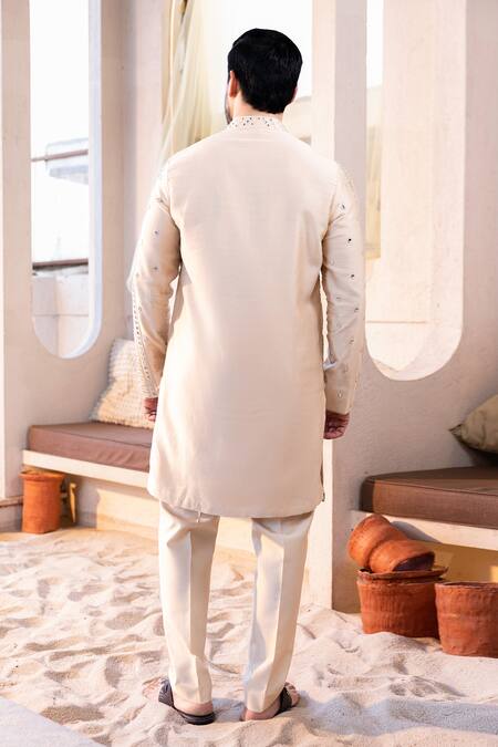 Kaaj Button Mirror Work Kurta Set 