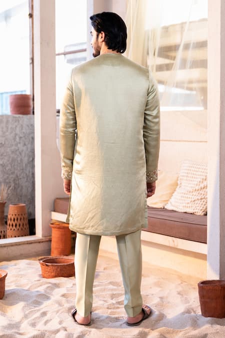 Kaaj Button Star Cross Embroidered Kurta Set 