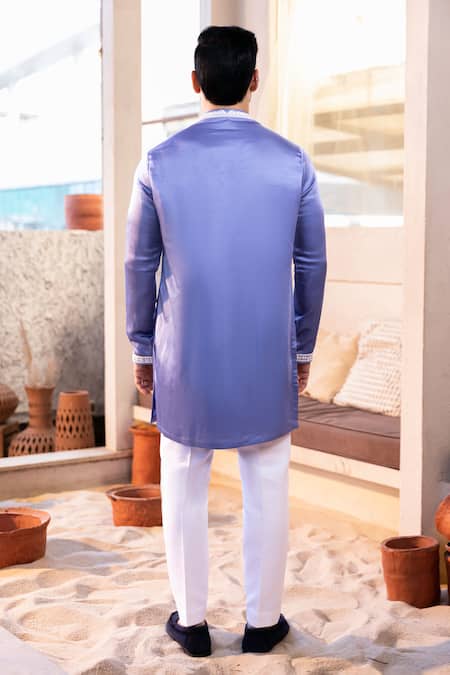 Kaaj Button Peacock Thread Work Kurta Set 