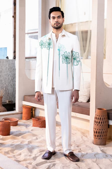 Kaaj Button Flower Carnival Embroidered Suit Set 