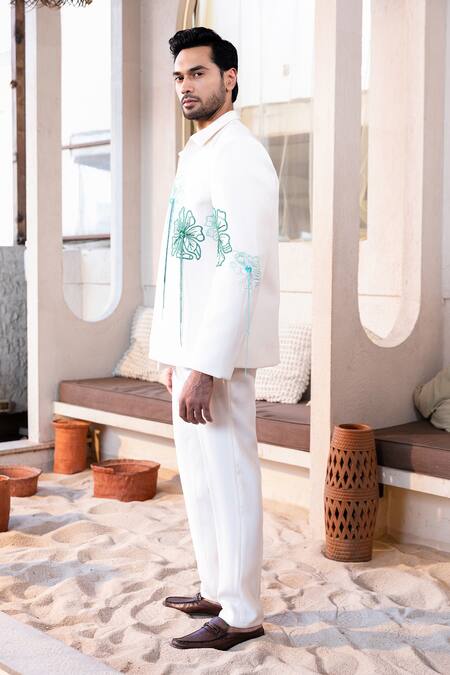 Buy Kaaj Button Off White Embroidery, Tassels Flower Carnival Suit Set Buy_Kaaj Button_Off White Embroidery, Tassels Flower Carnival Suit Set