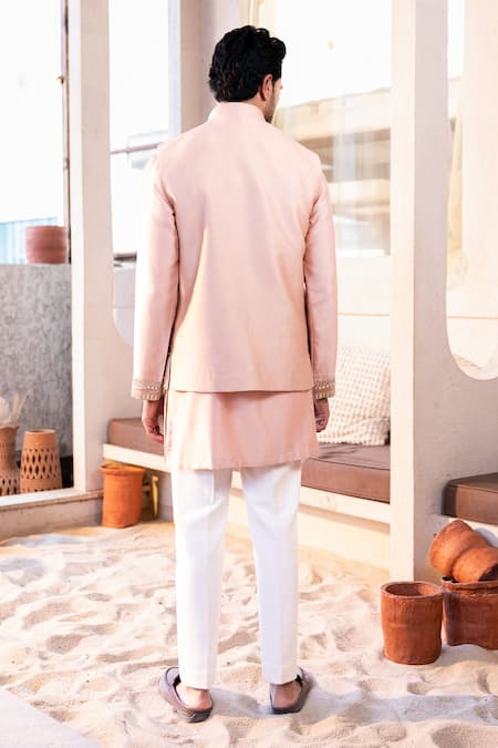 Kaaj Button Chandelier Embroidered Bundi & Kurta Set 