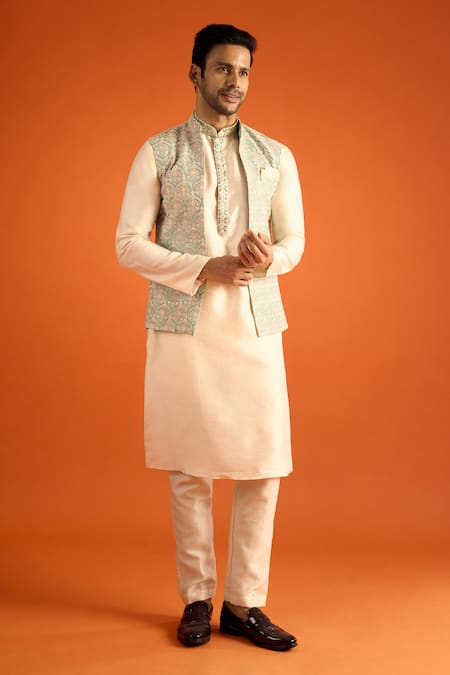 Arihant Rai Sinha Contrast Bundi & Kurta Set 