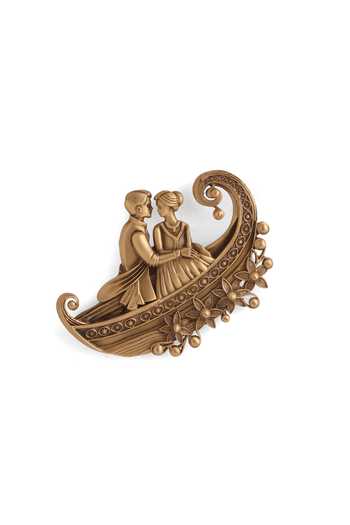 Cosa Nostraa Gold Eternal Voyage Brooch at Aza Fashions Cosa Nostraa_Gold Eternal Voyage Brooch _at_Aza_Fashions