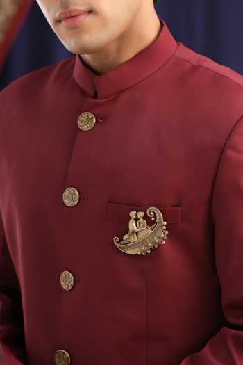 Shop Cosa Nostraa Gold Eternal Voyage Brooch at Aza Fashions Shop_Cosa Nostraa_Gold Eternal Voyage Brooch _at_Aza_Fashions