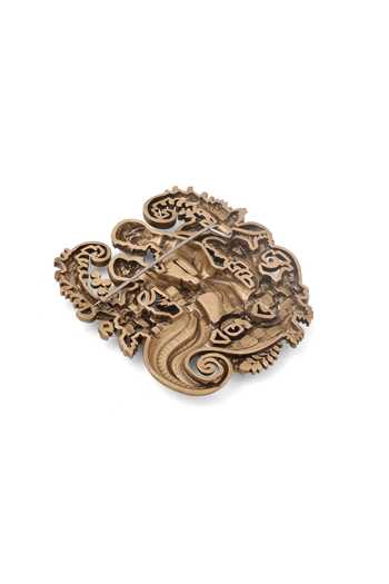 Shop_Cosa Nostraa_Gold Timeless Embrace Brooch _Online_at_Aza_Fashions