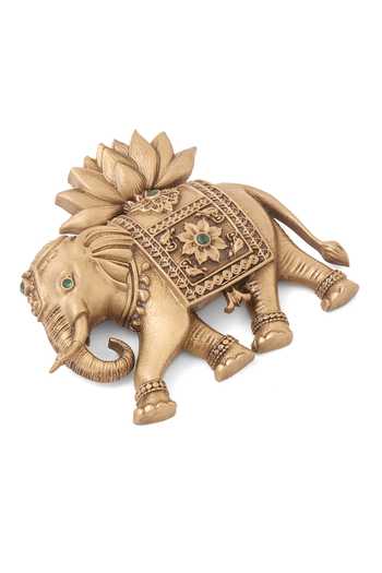 Shop_Cosa Nostraa_Gold Stones The Lotus Bearer Elephant Brooch _Online_at_Aza_Fashions