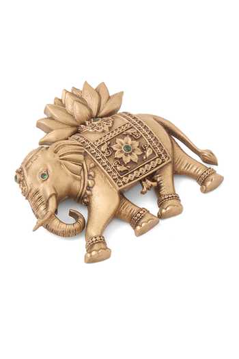 Cosa Nostraa_Gold Stones The Lotus Bearer Elephant Brooch _at_Aza_Fashions