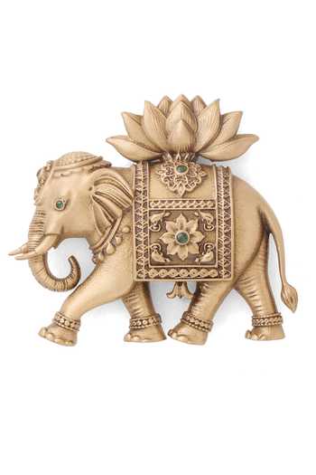 Shop_Cosa Nostraa_Gold Stones The Lotus Bearer Elephant Brooch 