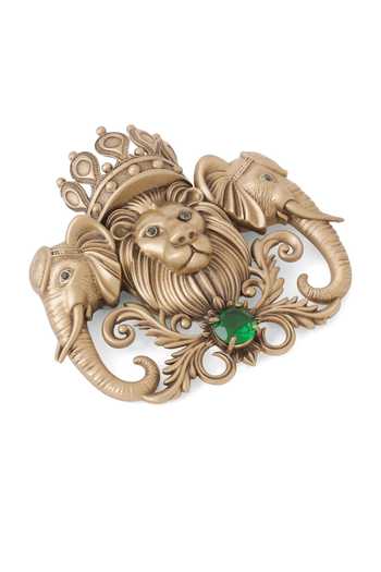 Buy_Cosa Nostraa_Gold Gemstones Imperial Horse Emerald Brooch _Online_at_Aza_Fashions