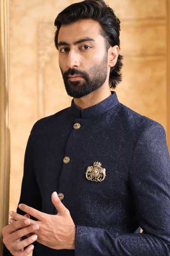 Buy_Cosa Nostraa_Gold Gemstones Imperial Horse Emerald Brooch 