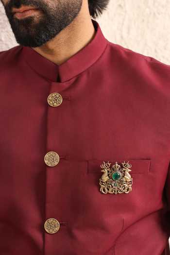 Cosa Nostraa Twin Stag Crest Brooch 