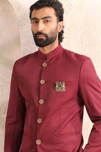 Buy_Cosa Nostraa_Gold Twin Stag Crest Brooch 