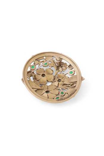 Buy_Cosa Nostraa_Gold Gemstones Crowned Deer Crest Brooch _Online_at_Aza_Fashions