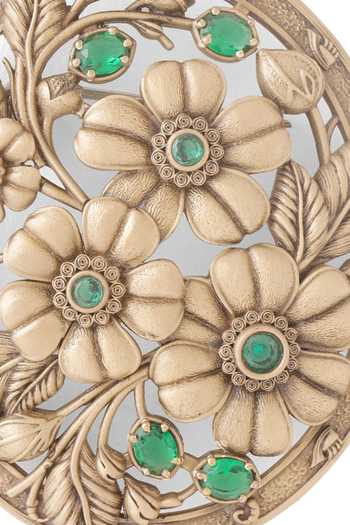 Buy_Cosa Nostraa_Gold Gemstones Crowned Deer Crest Brooch 