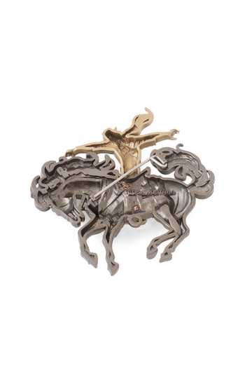 Cosa Nostraa_Gold Emerald Winged Eagle Brooch _at_Aza_Fashions