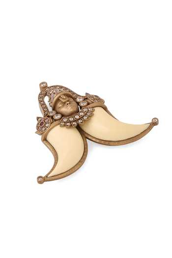 Buy_Cosa Nostraa_Gold Crystals Tuskers Divinity Brooch _Online_at_Aza_Fashions