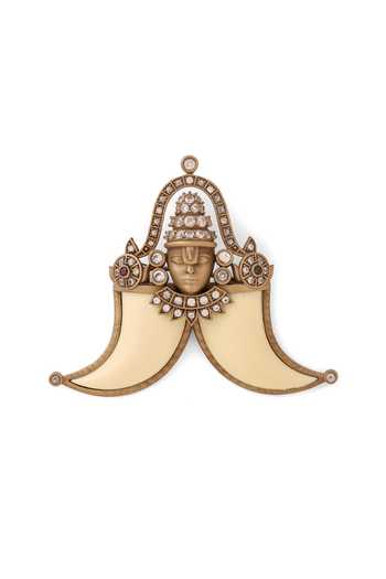 Cosa Nostraa_Gold Crystals Tuskers Divinity Brooch _at_Aza_Fashions