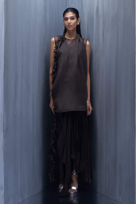 Richa Khemka Brunette High Low Jacket With Dress 