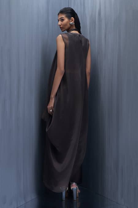 Richa Khemka Brunette High Low Jacket With Dress 