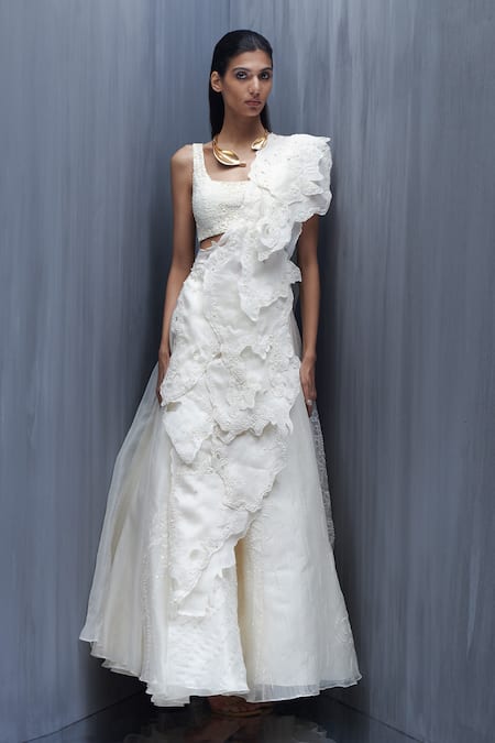 Richa Khemka Leonardo Coral Organza Skirt Set 