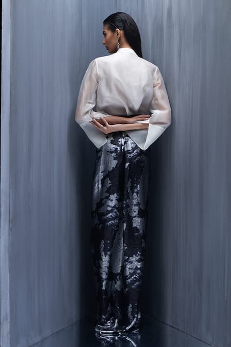 Richa Khemka Sylvara Pecan Embellished Shirt & Skirt Set 