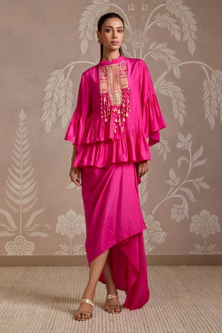 Ridhi Mehra Placement Embroidered Top & Skirt Set 