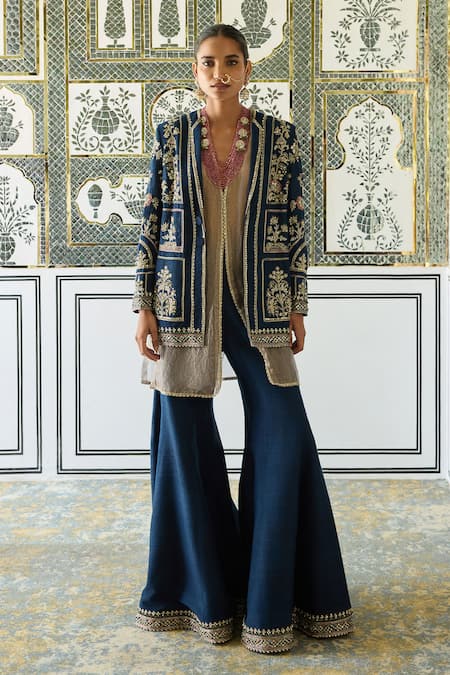 Ridhi Mehra Affinity Embroidered Jacket Sharara Set 