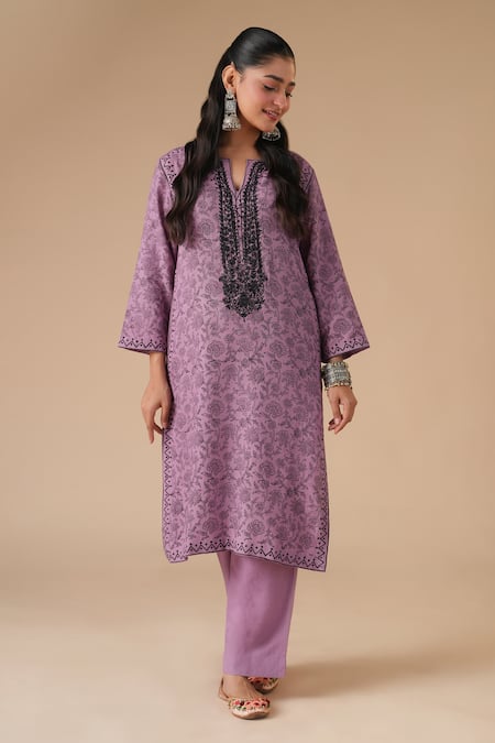 LAHARIO Printed Linen Kurta Set 
