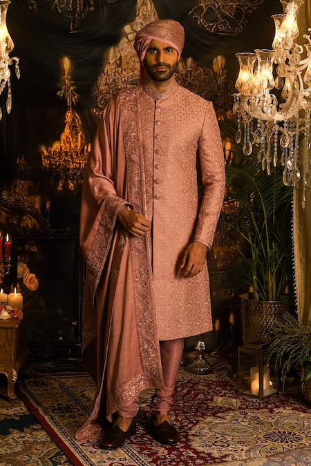Punit Arora Embroidered Silk Sherwani Set 