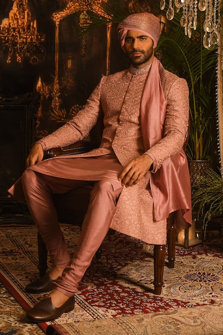 Punit Arora Embroidered Silk Sherwani Set 