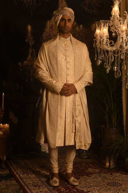 Punit Arora Aari Embroidered Silk Sherwani Set 