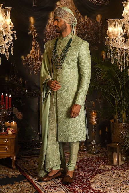 Punit Arora Floral Resham Embroidered Sherwani Set 