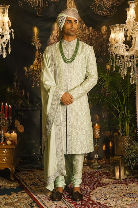 Punit Arora Thread Embroidered Silk Sherwani Set 