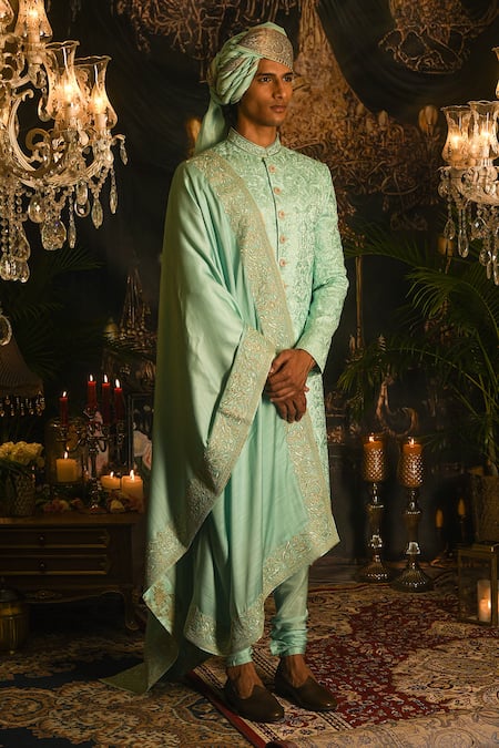Punit Arora Aari Embroidered Silk Sherwani Set 