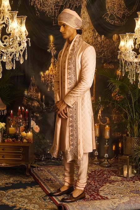 Punit Arora Zari Embroidered Silk Sherwani Set 