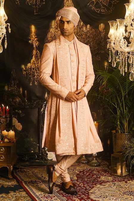 Punit Arora Resham & Sequin Embroidered Sherwani Set 