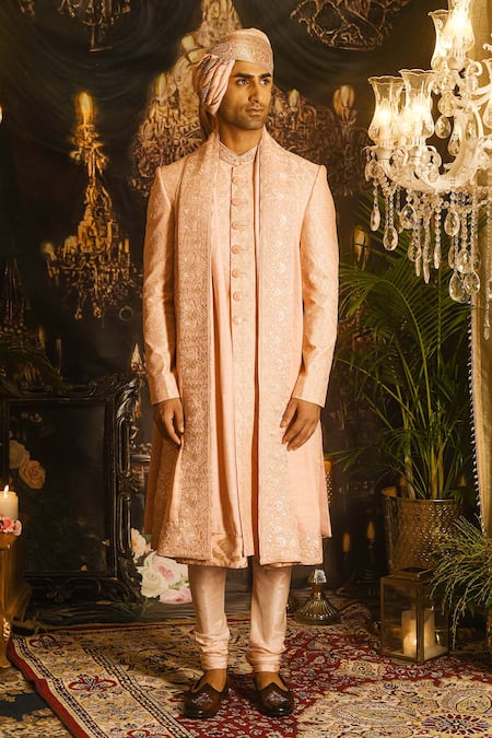 Punit Arora Resham & Sequin Embroidered Sherwani Set 