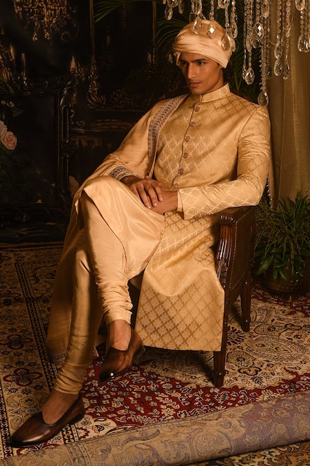 Punit Arora Zari Embroidered Silk Sherwani Set 