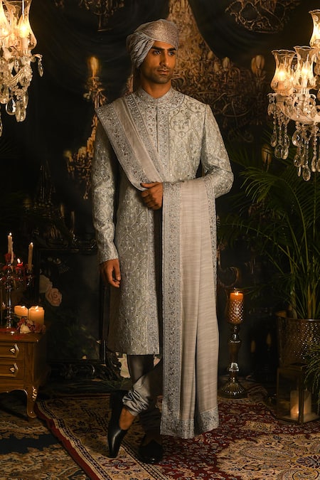 Punit Arora Sequin Work Silk Sherwani Set 
