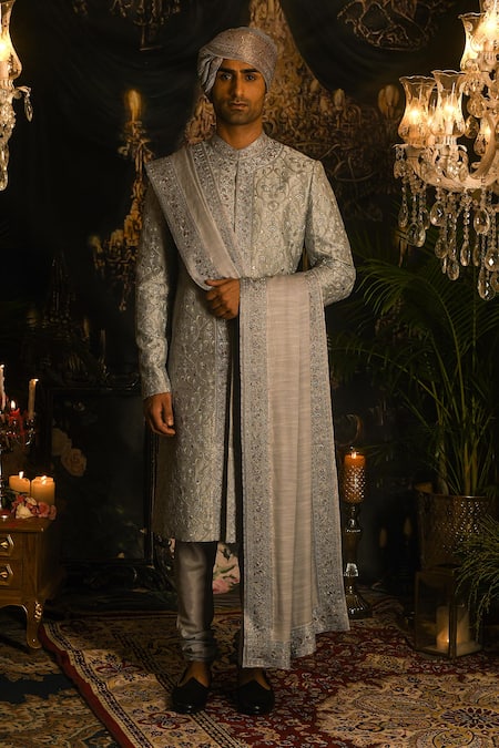 Punit Arora Sequin Work Silk Sherwani Set 
