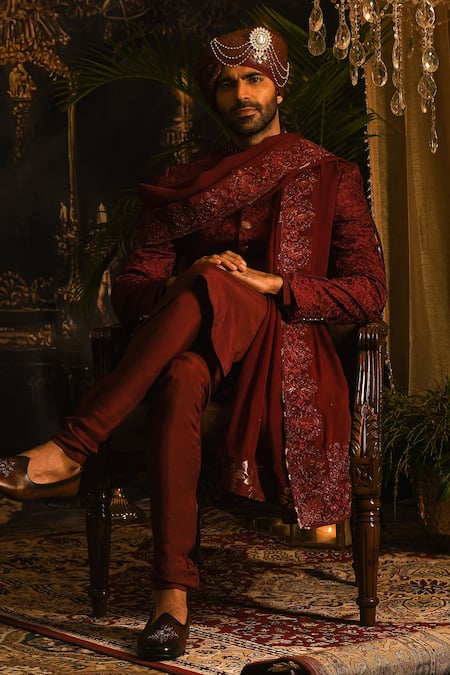 Punit Arora Embroidered Silk Sherwani Set 