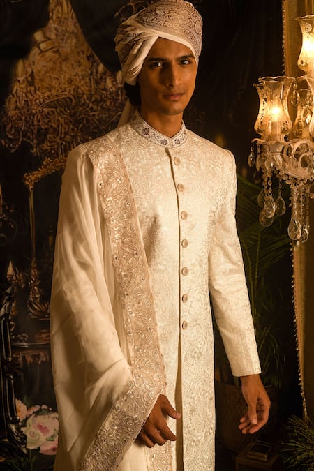 Punit Arora Floral Jaal Embroidered Sherwani Set 