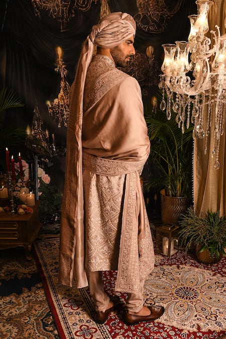Punit Arora Dabka Embroidered Silk Sherwani Set 