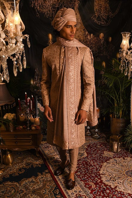 Punit Arora Resham Embroidered Sherwani Set 